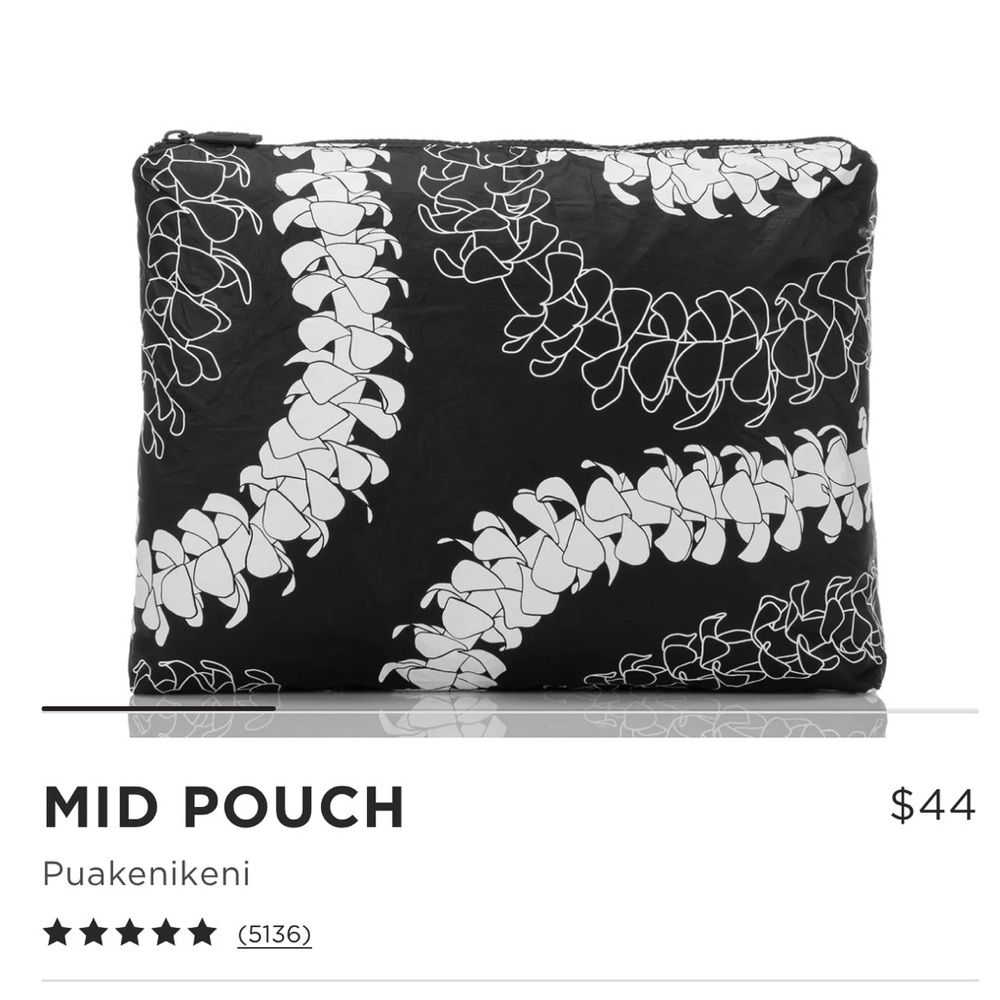 ALOHA Collection 🌺 Black and White Mid Size Travel Pouch - Puakenikeni